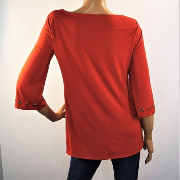 JM Collection Women Tunic Blouse Studded Terracotta Color Size Petite Small - Picture 5 of 7